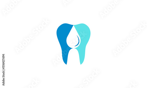 Modern dental logo featuring a tooth with a water drop. Perfect for dentists, dental clinics, and oral hygiene brands.