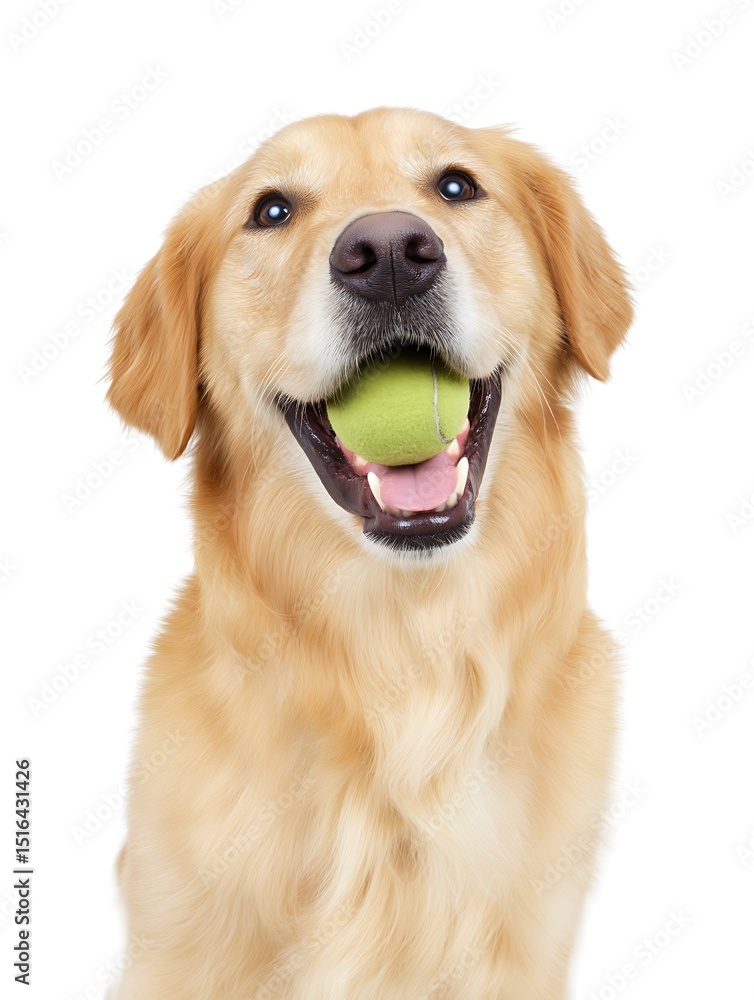 Golden Retriever Smiling with Green Ball: Energetic and Playful Indoor Dog Portrait for Pet Lovers and Canine Companionship Enthusiasts Golden Retriever Smiling with Green Ball: Energetic and Playful Indoor Dog Portrait for Pet Lovers and Canine Companionship Enthusiasts
