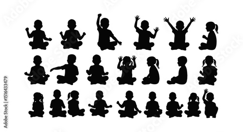 Collection of Children's Silhouettes in Various Poses