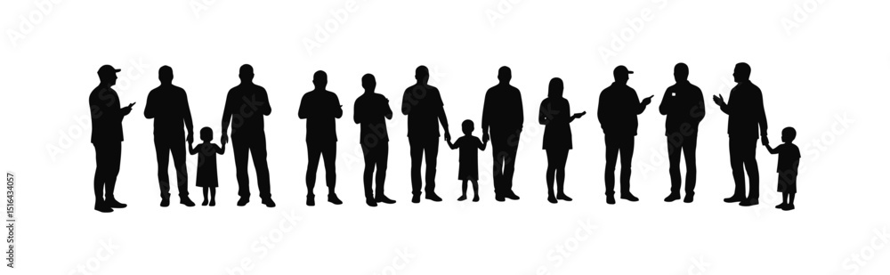 Diverse Group of People Silhouettes Interacting Diverse Group of People Silhouettes Interacting