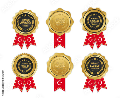 Golden award medal with Turkey flag ribbons for winners