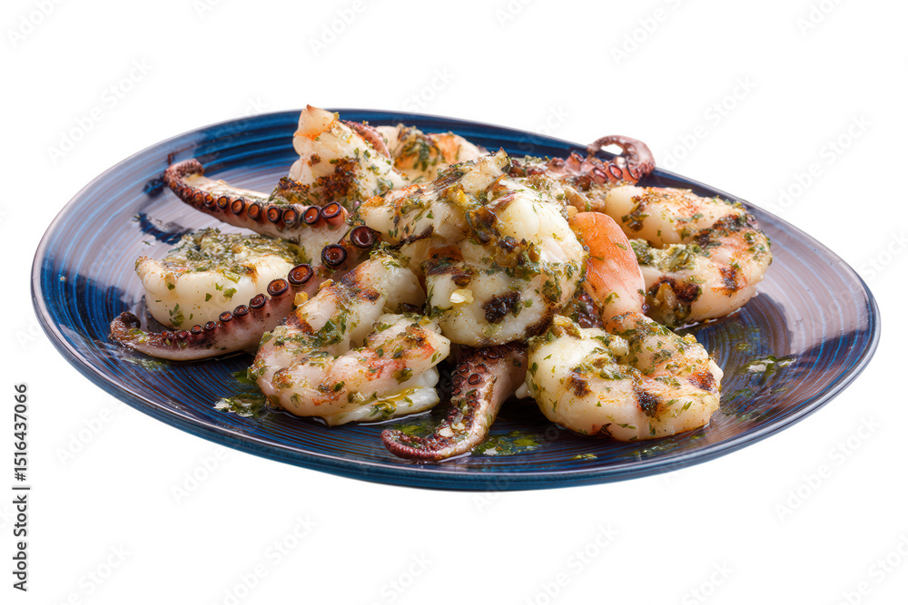 Grilled Seafood Platter Shrimp and Octopus with Herb Sauce Grilled Seafood Platter Shrimp and Octopus with Herb Sauce