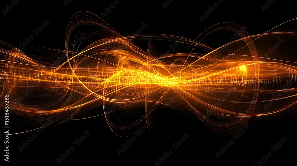 Obraz premium Abstract orange wave design on black background