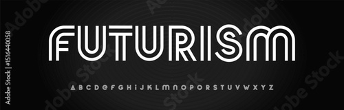 Modern rounded linear alphabet, smooth striped font, abstract digital futurism typescript with geometric stripe feel, logo branding, modern headline, neo retro typographic design. Vector typeset.