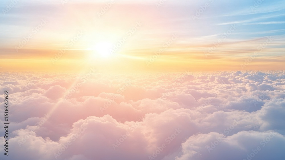 Above the Clouds at Sunset: A breathtaking view of a sunset from above the clouds, with the sun's rays breaking through. Above the Clouds at Sunset: A breathtaking view of a sunset from above the clouds, with the sun's rays breaking through.