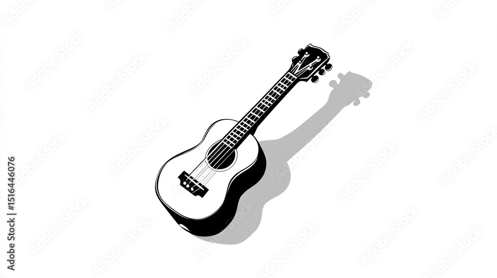 Fototapeta premium Isometric ukulele illustration with shadow