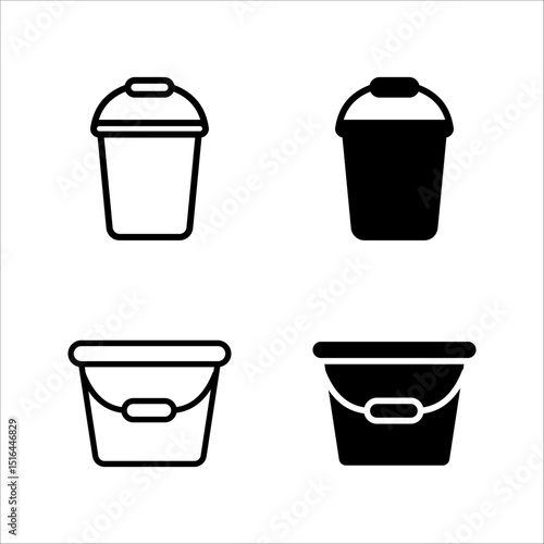 Bucket icon set. for mobile concept color editable