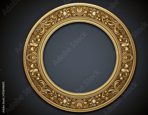 antique circle frame gold isolated generative ai