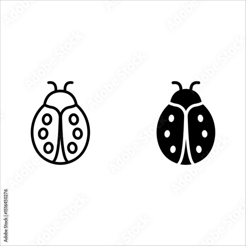 Ladybug icon set. for mobile concept color editable