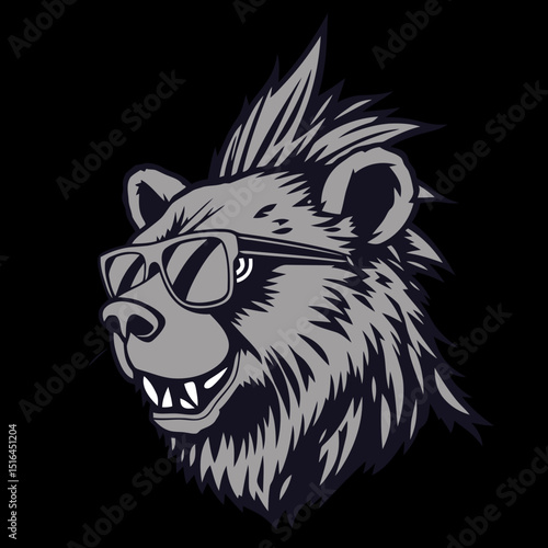 Bear with Sunglasses: A stylized illustration of a cool bear donning sunglasses, exuding a playful attitude and radiating confidence and stylish personality. 