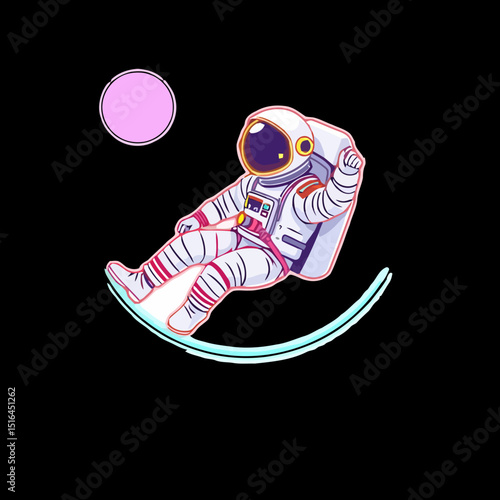 Astronaut in Space: An illustration of astronaut floating gracefully in the expansive cosmos, with a sense of wonder and limitless exploration.