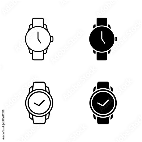 Wristwatch icon set design color editable