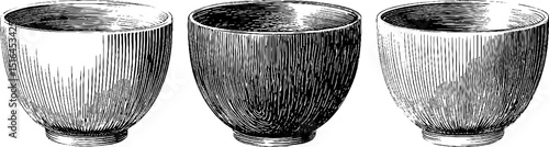 Vintage engraved matcha bowl set design for tea ceremony and decor