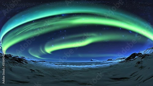 Arctic Aurora Borealis: A Celestial Dance Over Frozen Landscape