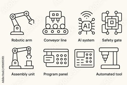 Robotic arm and ai system illustrations in industrial automation