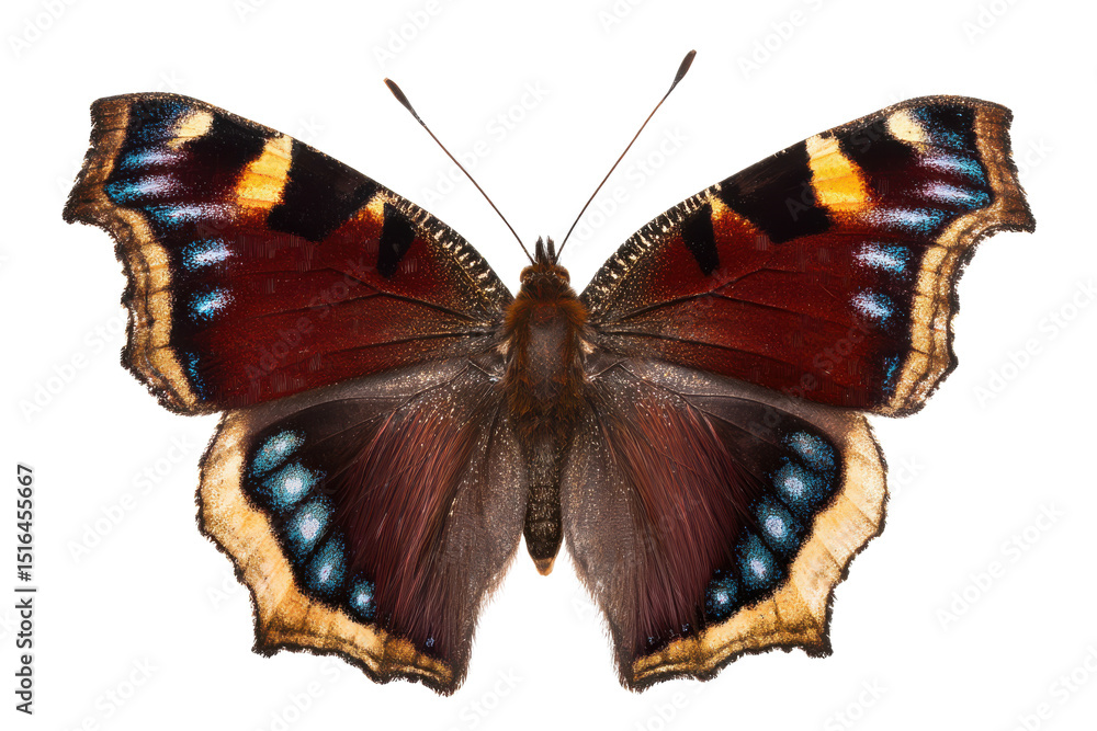 Fototapeta premium Close-up of a European Peacock Butterfly with Intricate Wing Details
