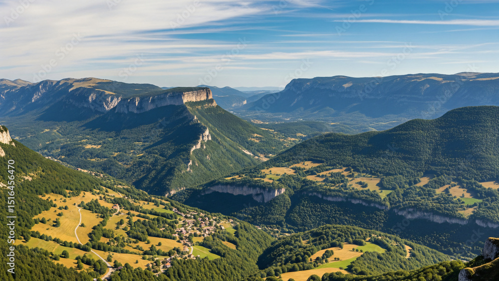 Obraz premium Evocation d'un panorama du Vercors en France