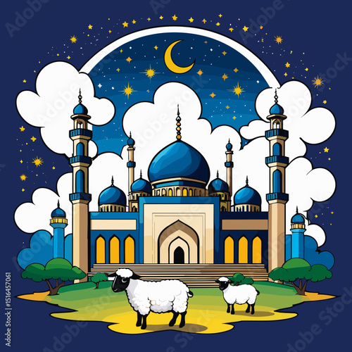 idul adha goat vector art,  moslem qurban