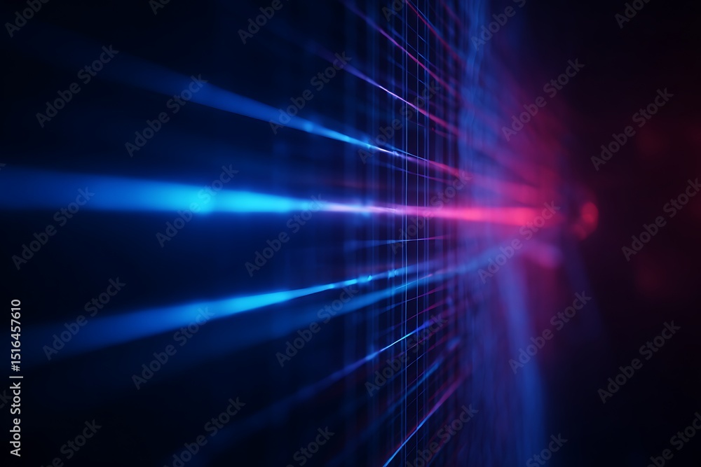 Abstract network with blue and red lights Abstract network with blue and red lights
