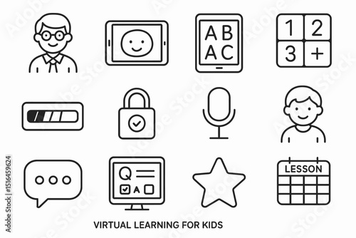 Virtual learning for kids: educational icons and tools for engaging online classes
