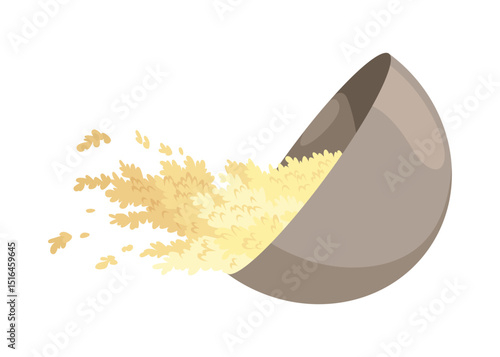 Ginger root. Aromatic herbal spice. Food ingredient, natural herb plant, powder. Fresh and raw vegetable in cartoon flat style. Vector illustration isolated on white background