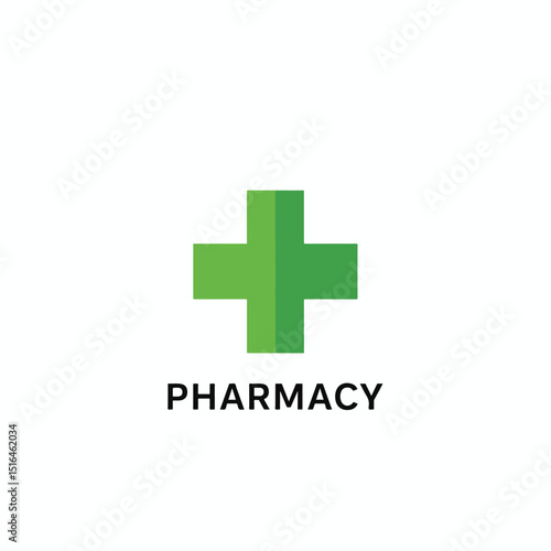 Pharmacy Logo – Green Cross Medical Symbol for Drugstore, Health Care, or Medical Brand Identity