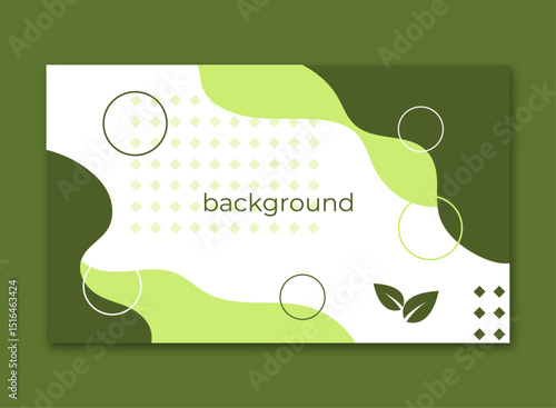 green background abstract banner on an environmental theme with different shapes