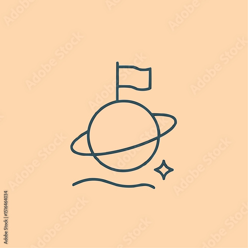 Minimal flag on planet with rings — space colonization.