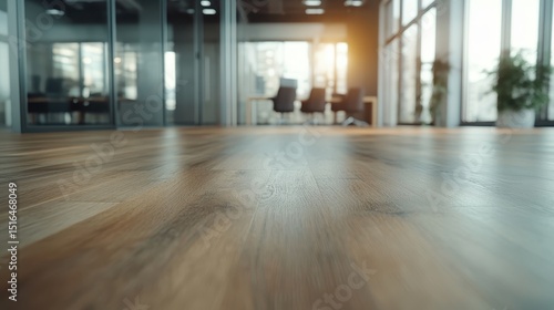 Wallpaper Mural A wide-angle shot of a modern office space showcasing wooden flooring, large windows, and a warm atmosphere, designed for productivity and comfort in a professional setting. Torontodigital.ca
