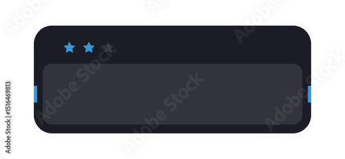 Dark UI Rating Panel with Three Blue Stars. Minimal Interface Review Bar with Star Icons. Modern Feedback Module in Dark Theme