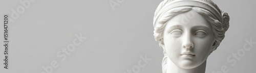 Wallpaper Mural Captivating Ethereal White Marble Statue of Tranquil Beauty in Monochromatic Serenity on Gray Minimalist Background - Classical Sculpture Photography Torontodigital.ca