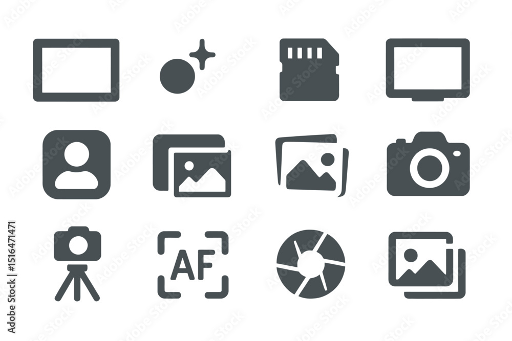 Blue photography icons on textured background featuring camera and memory card Blue photography icons on textured background featuring camera and memory card