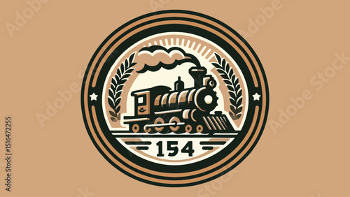 A vintage logo with an illustrated steam locomotive in sepia tones, capturing the spirit of a railway company's heritage 
