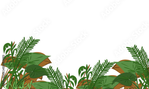 Green Leafy Vegetation Border on Black Backdrop Design Element