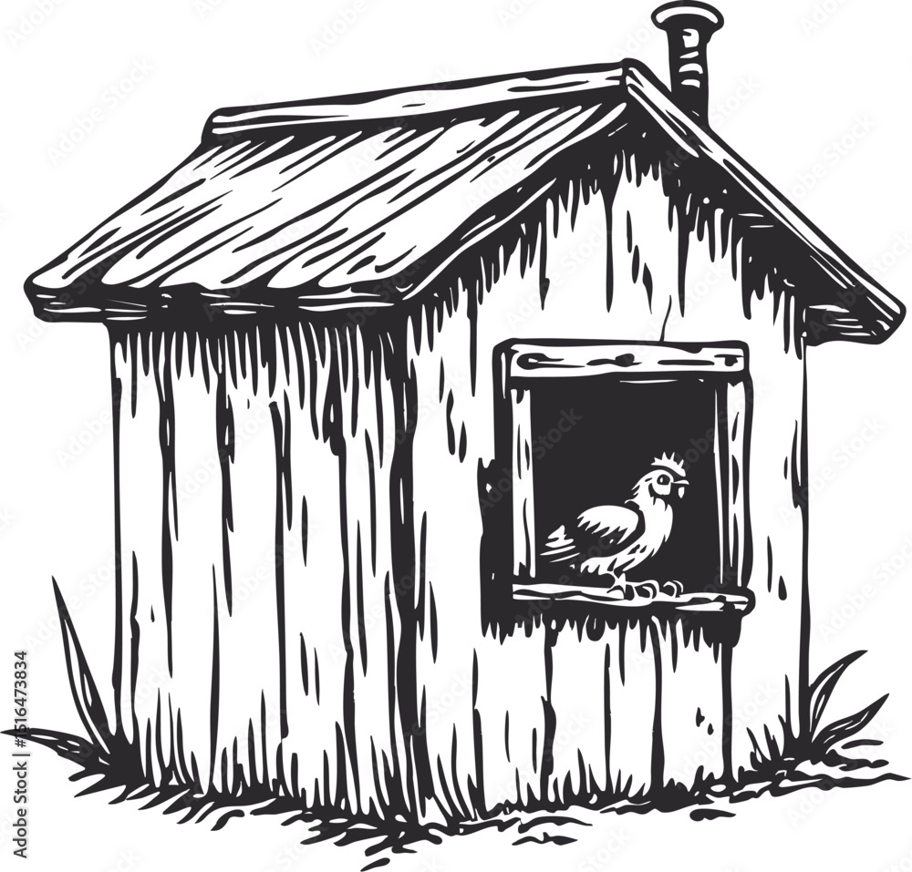 Naklejka premium chicken coop vector illustration