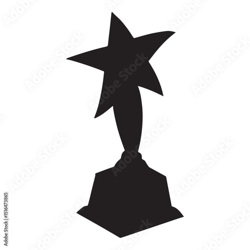 "Silhouette vector illustration of an acrylic star-shaped trophy, isolated on a white background."