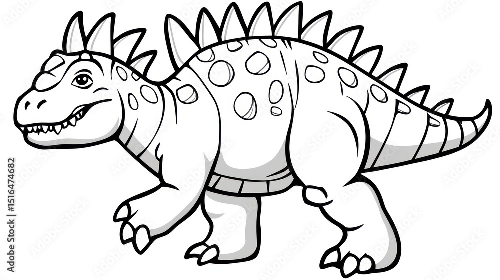 Cartoon dinosaur in black and white Cartoon dinosaur in black and white