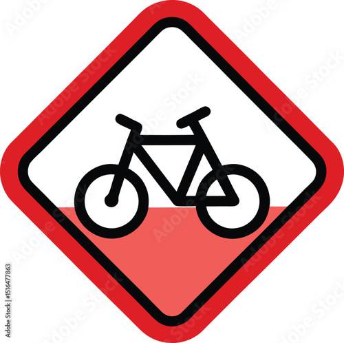 bike lane sign vector art on white background