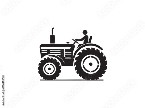 Farm Tractor Silhouette Vector Illustration