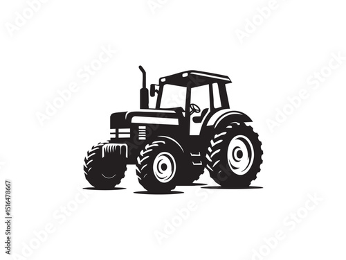 Farm Tractor Silhouette Vector Illustration
