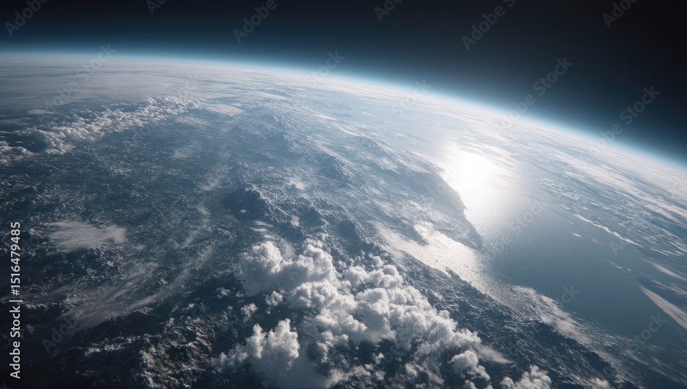 Earth from space, clouds, and sunlight Earth from space, clouds, and sunlight