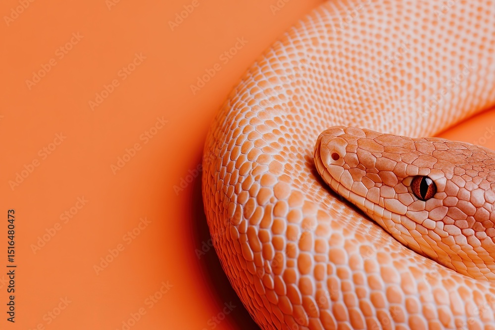 Fototapeta premium A snake is laying on an orange background