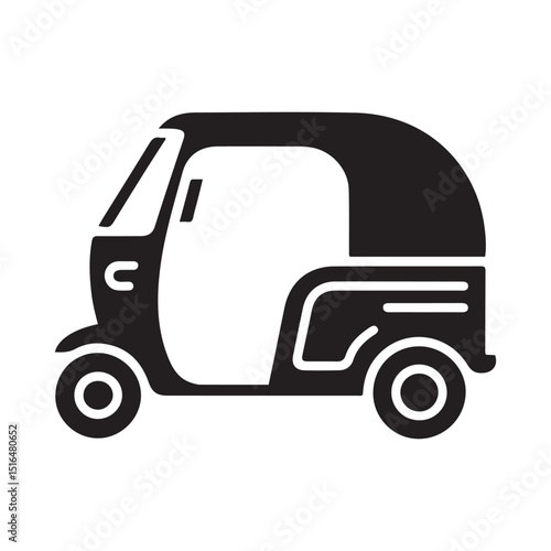 Simple illustration of auto rickshaw vector icon for web design. Vector black silhouette. with white background