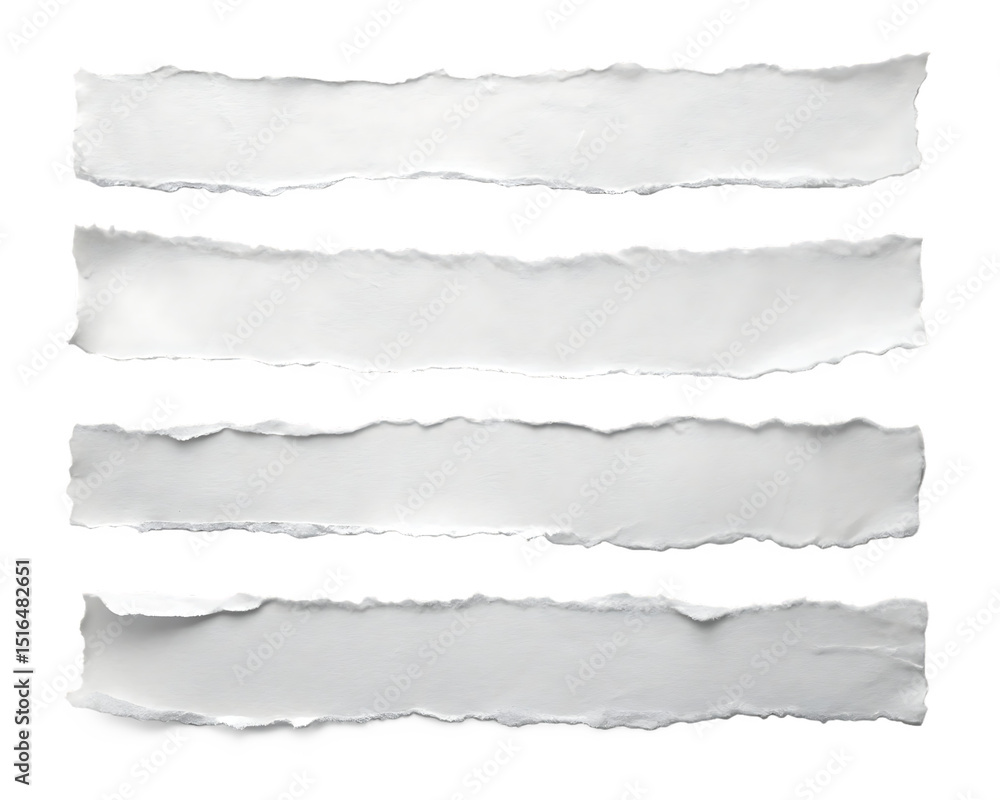 Fototapeta premium white ripped paper torn edges strips isolated on white background, PNG