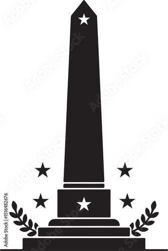 Veterans Day Memorial Graphic, Obelisk Monument Silhouette, Patriotic Tribute Design, Honor Veterans, Military Remembrance Art, Commemorative Veterans Illustration
