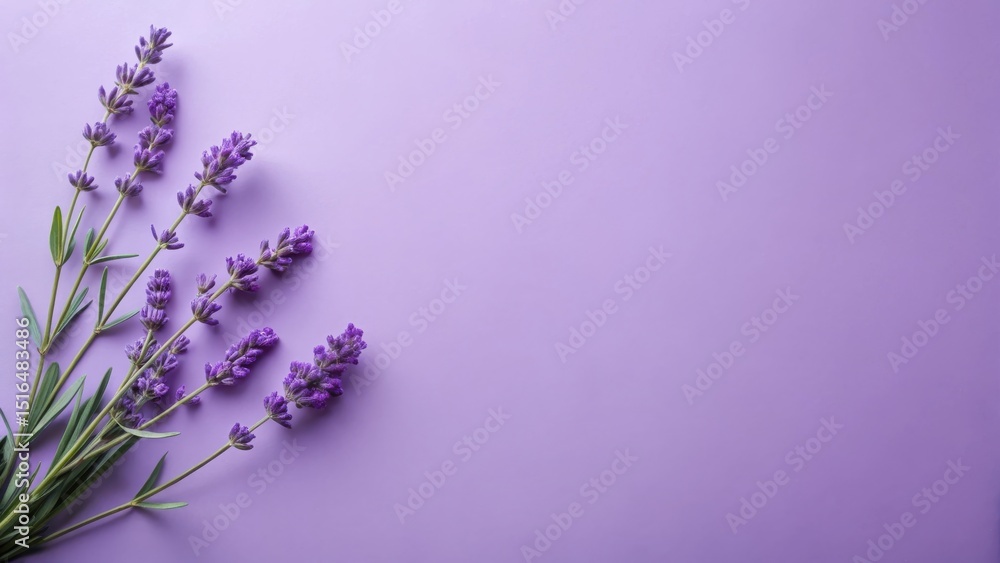 Naklejka premium Aromatic Lavender Sprigs on a Soft Purple Background, Ideal for Relaxation and Wellness Themes