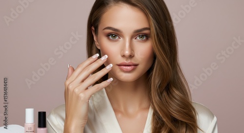 A woman applying nail polish to her nail, a fashion concept used