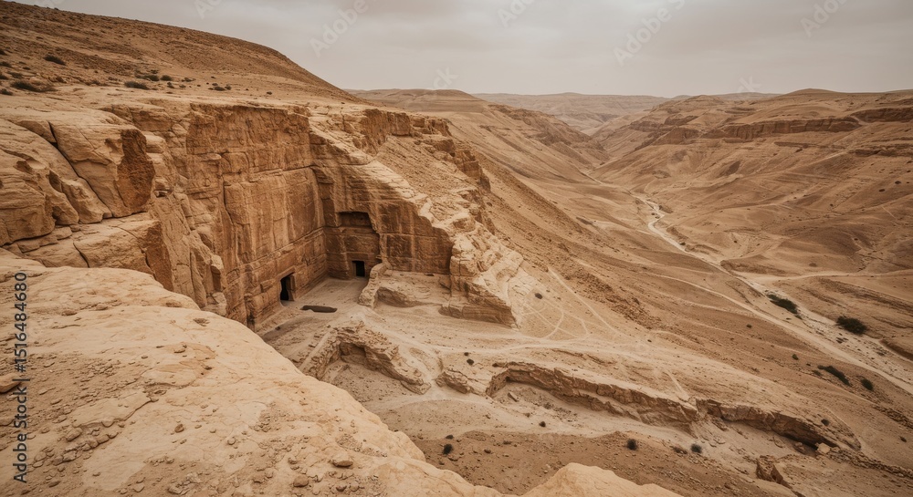 Fototapeta premium Desert valley with ancient ruins