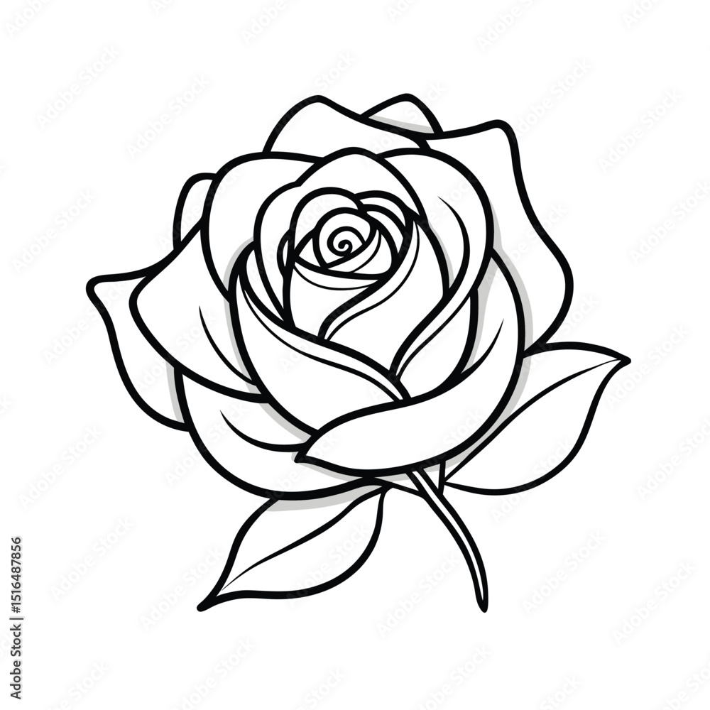 outline vector art of rose on white background with Adobe Illustrator Artwork outline vector art of rose on white background with Adobe Illustrator Artwork