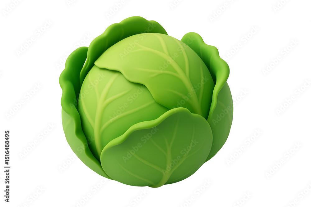 Obraz premium Vibrant Cabbage Head: A close-up shot of a perfectly formed, vibrant green cabbage head, showcasing its intricate, layered leaves.